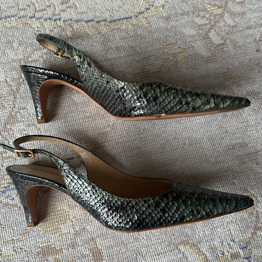 Bruno Magli Slingback Snakeskin Leather Shoes Size 40 - Picture 3 of 10